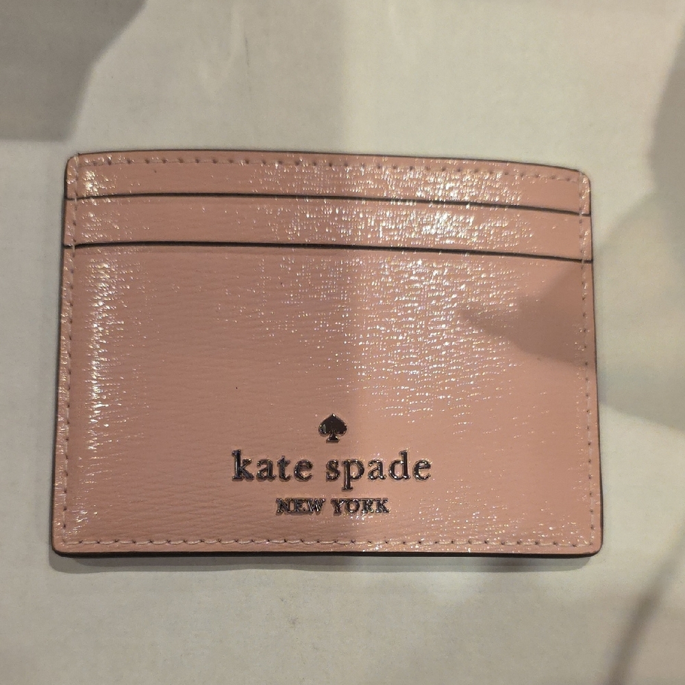 Kate Spade Madison Small Slim Card Holder Pink Saffiano Leather Wallet. NWOT - Picture 1 of 3